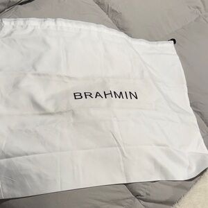 Brahmin White Drawstring Dust Bag with Black Logo